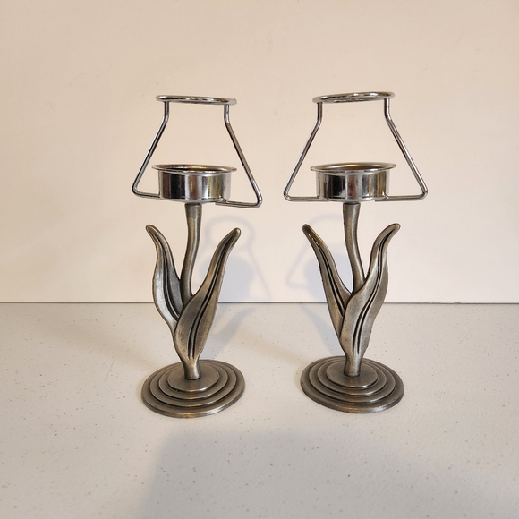 Vintage Other - Brassbell Co. Pewter Tealight Candle Holder Leaf Design 90s Vintage Eclectic